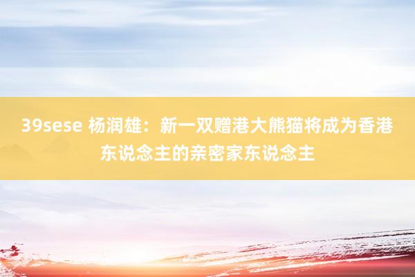 39sese 杨润雄：新一双赠港大熊猫将成为香港东说念主的亲密家东说念主