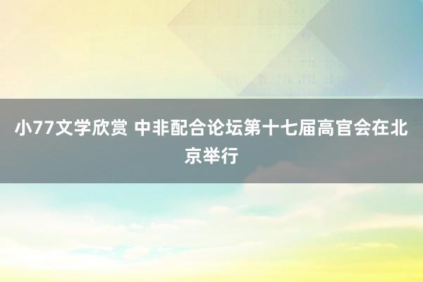 小77文学欣赏 中非配合论坛第十七届高官会在北京举行