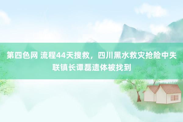 第四色网 流程44天搜救，四川黑水救灾抢险中失联镇长谭磊遗体被找到